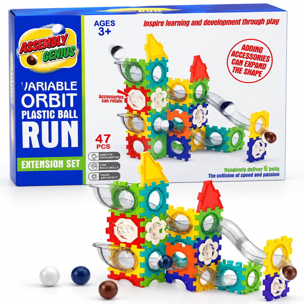 47-Piece Variable Orbit Plastic Ball Run Set