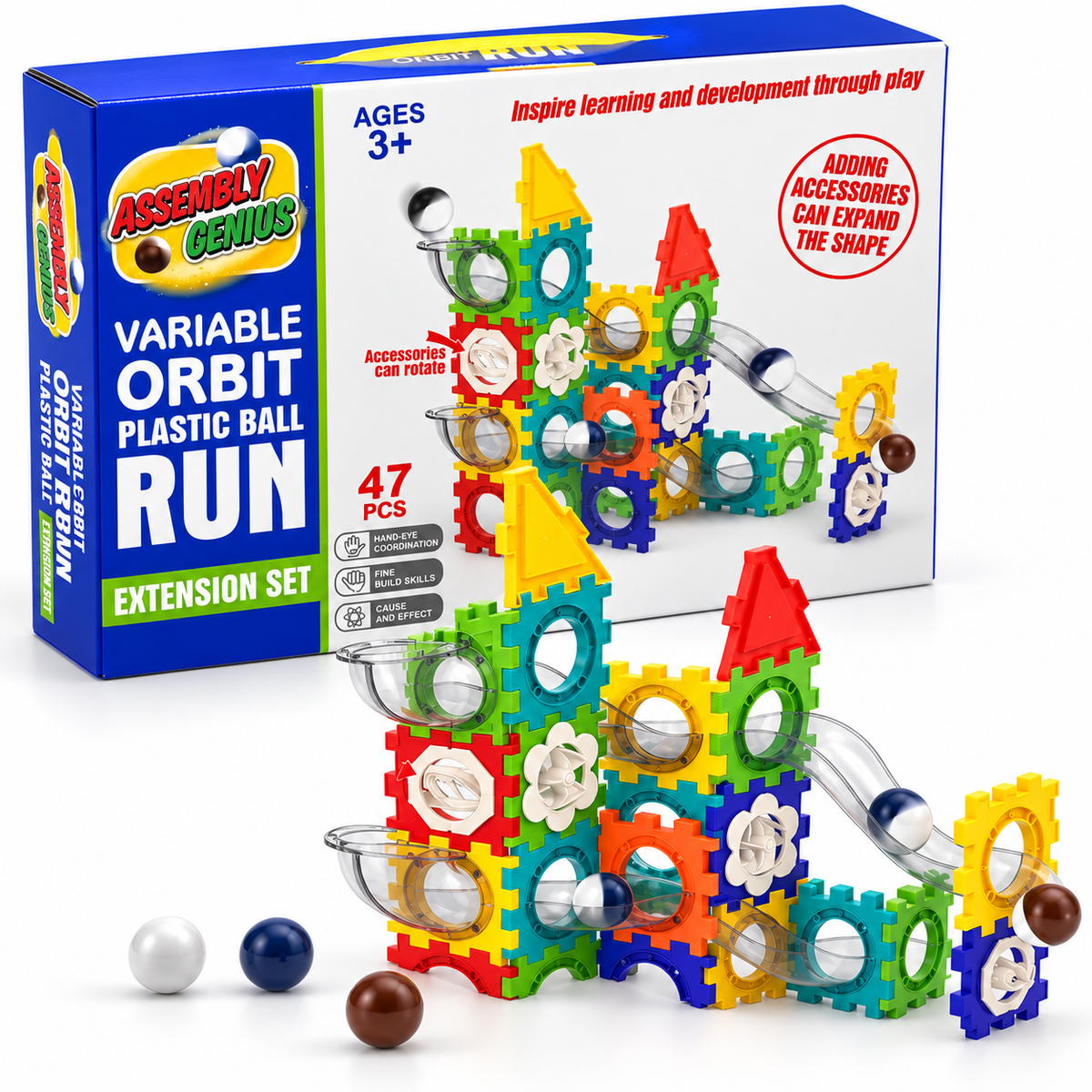 47-Piece Variable Orbit Plastic Ball Run Set