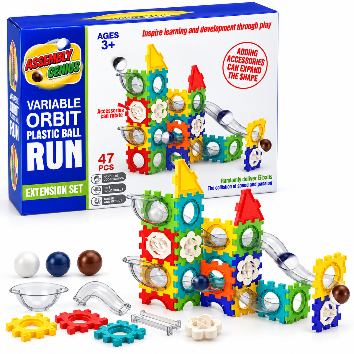 47-Piece Variable Orbit Plastic Ball Run Set