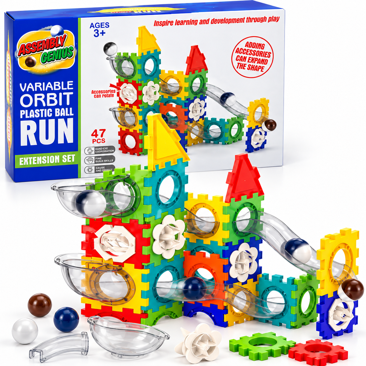 47-Piece Variable Orbit Plastic Ball Run Set