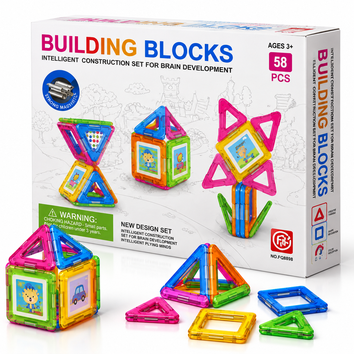 58-Piece Magnetic Building Blocks Construction Set