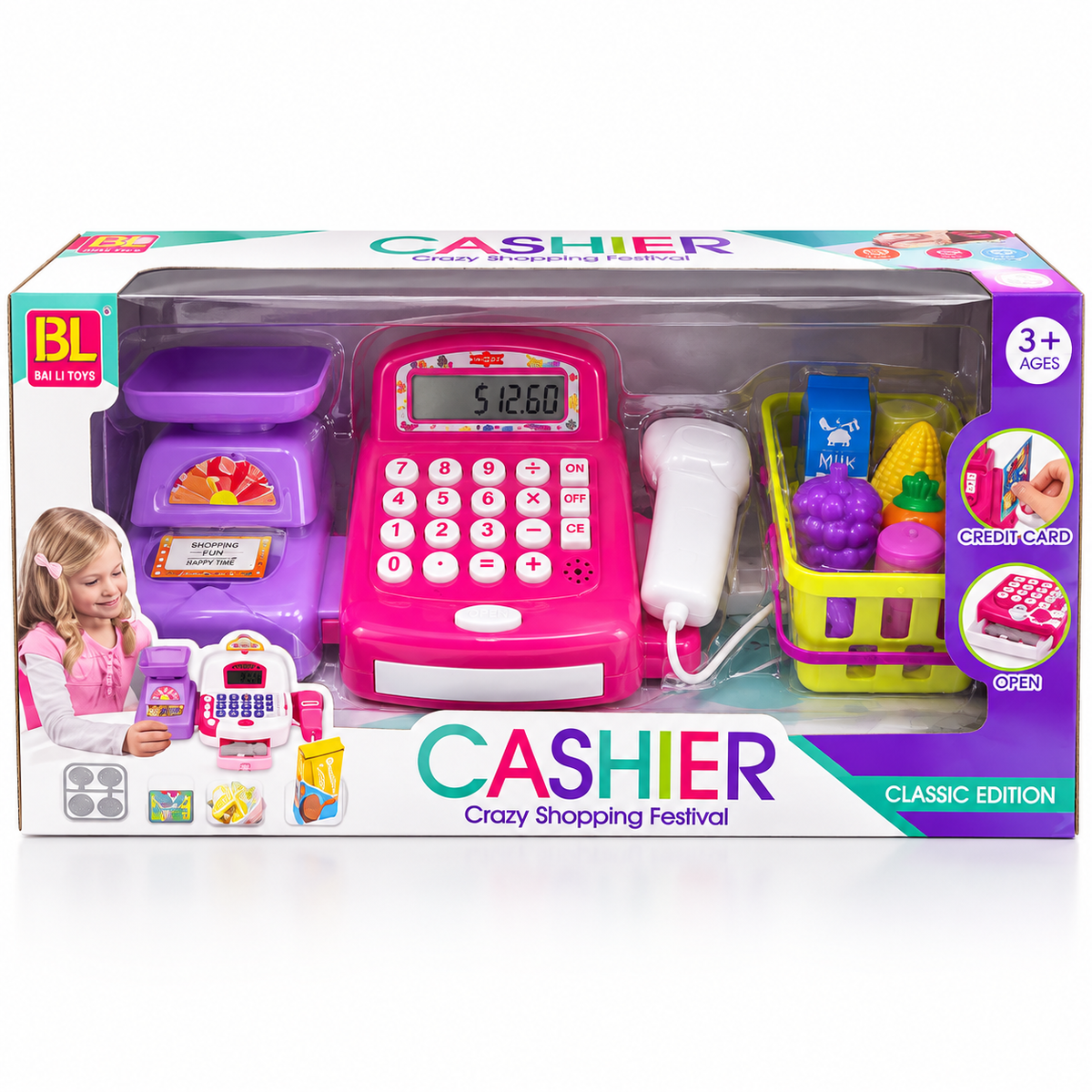 Kids Cashier Cash Register Pretend Play Set