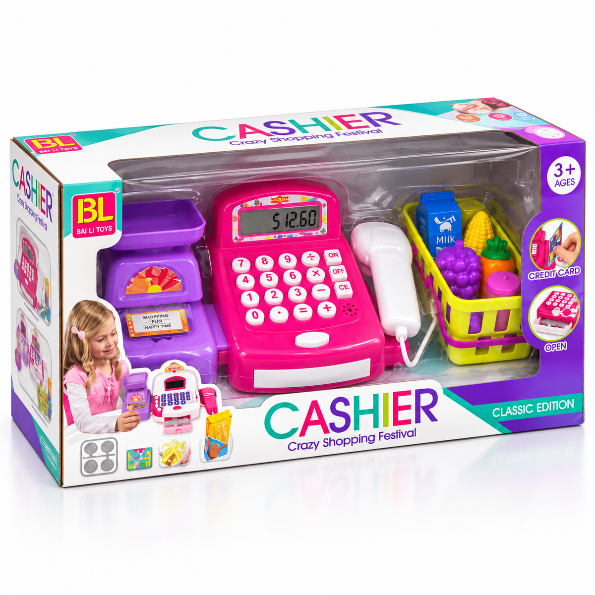Kids Cashier Cash Register Pretend Play Set