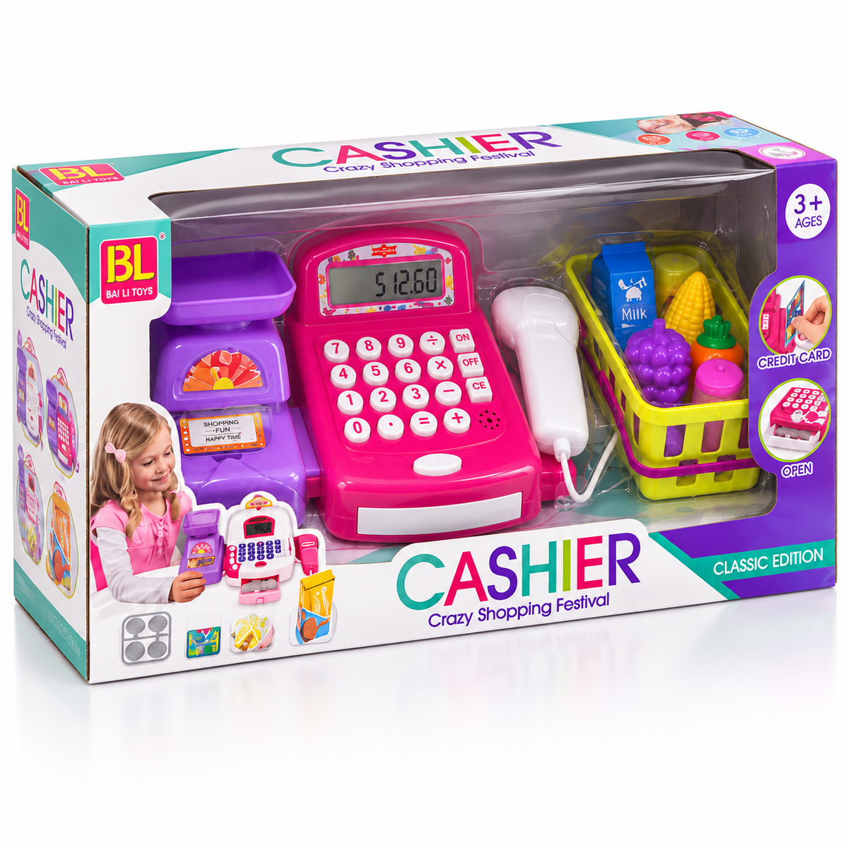 Kids Cashier Cash Register Pretend Play Set