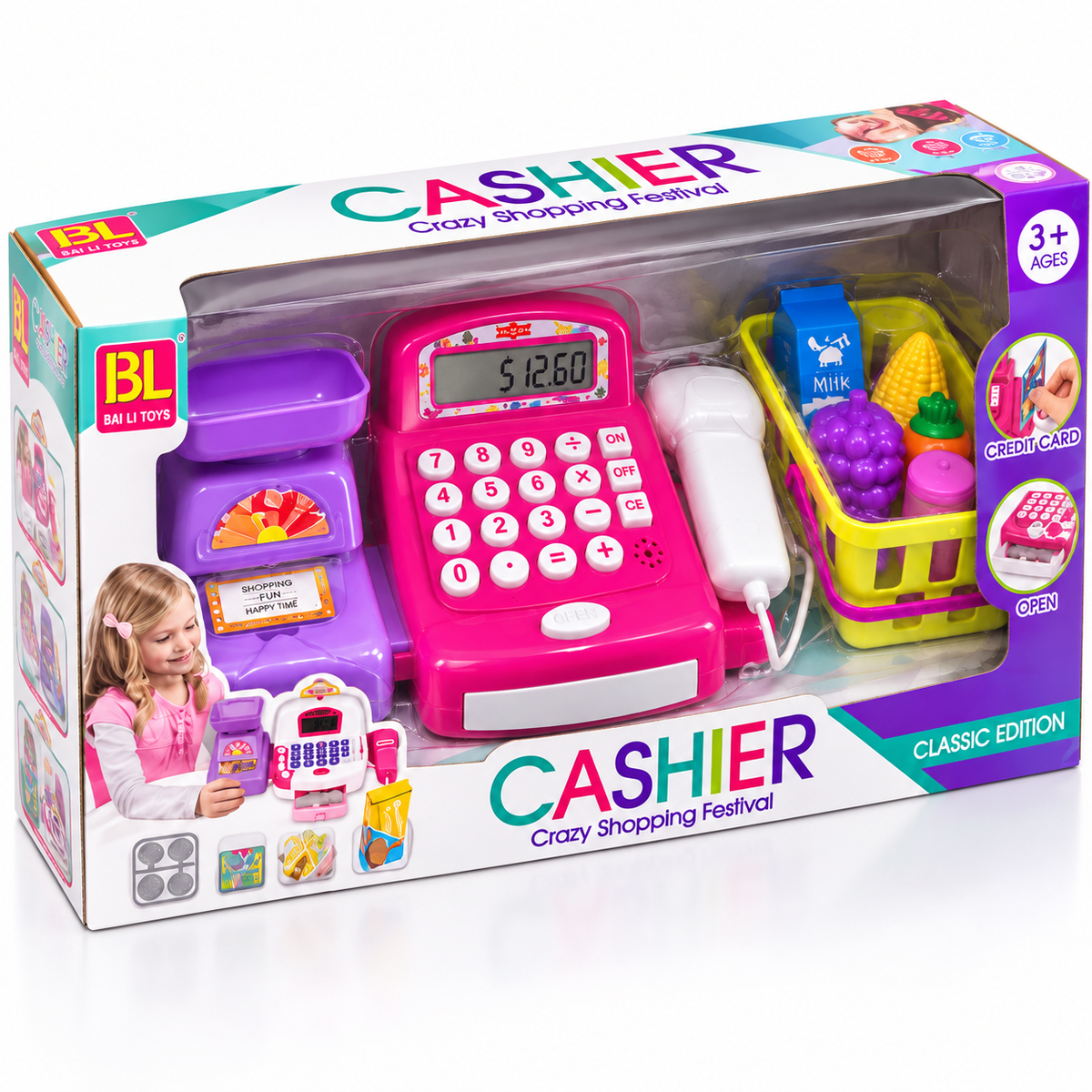 Kids Cashier Cash Register Pretend Play Set