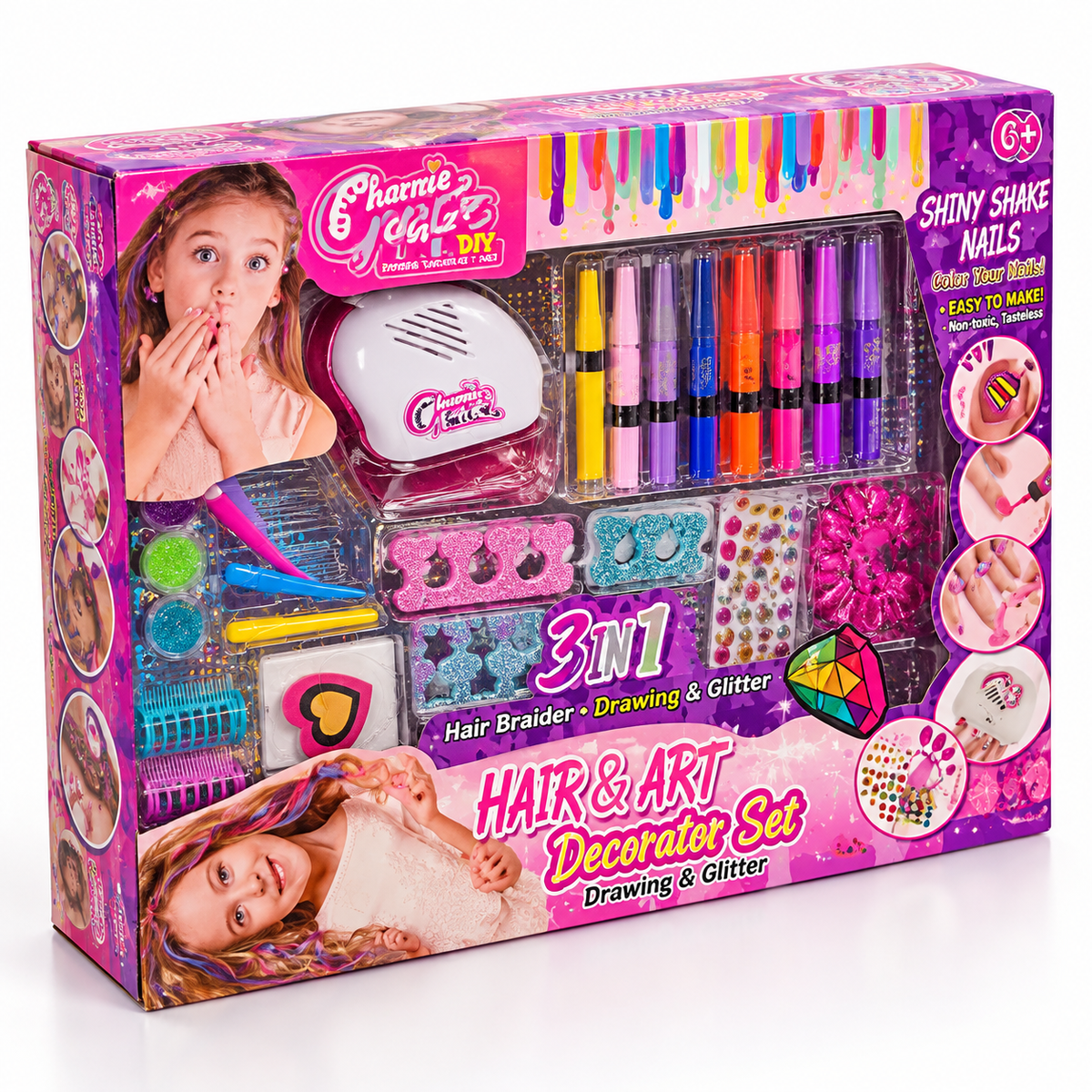 Girls Nail Art Pens & Hair Accessories Activity Set