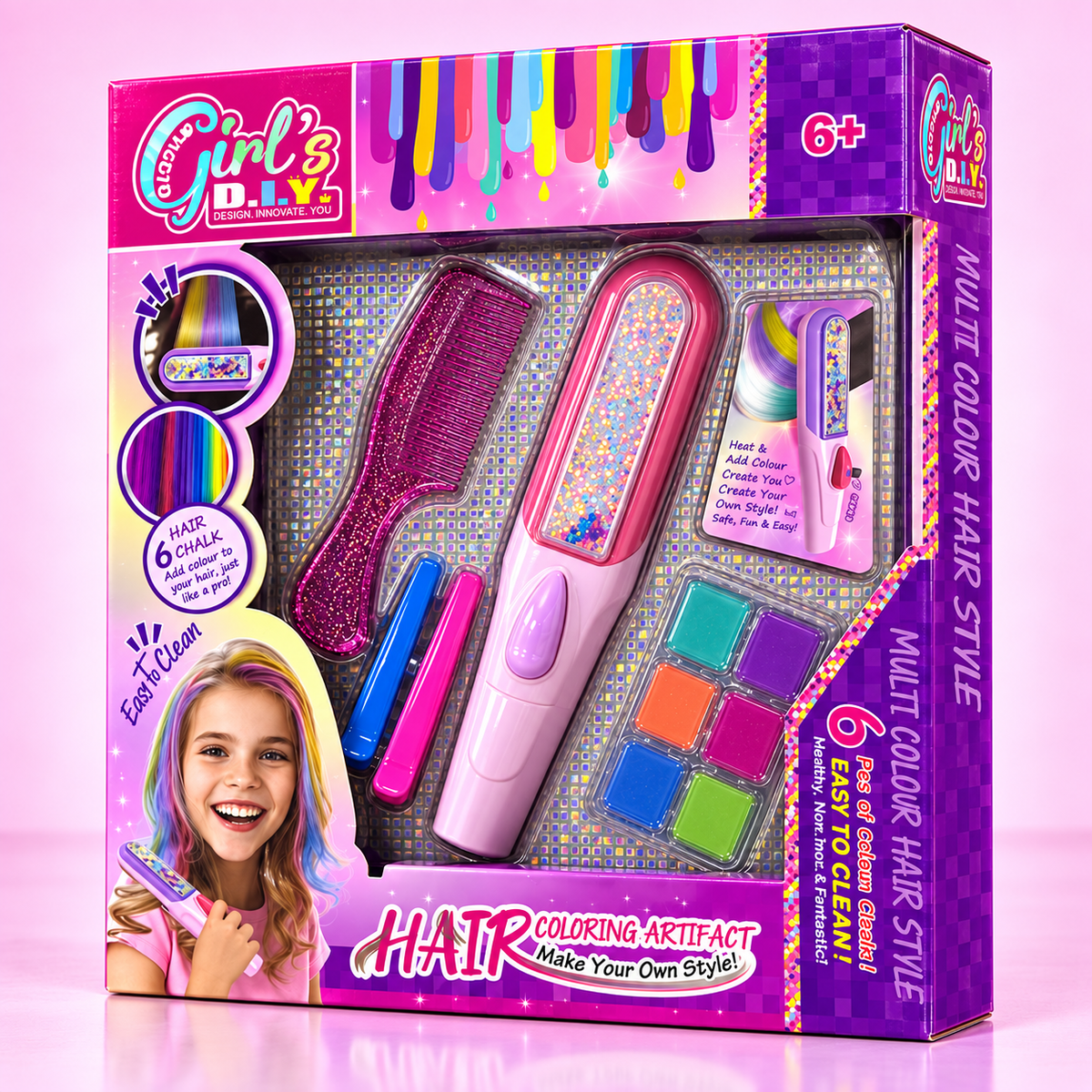 Girls Hair Coloring & Styling Activity Set