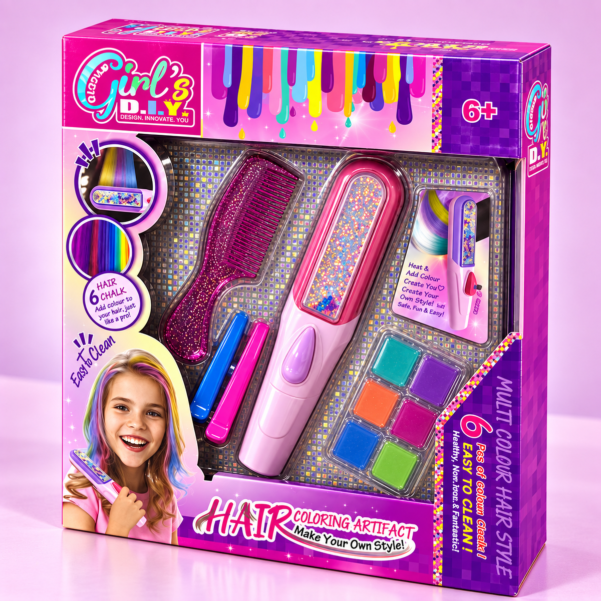 Girls Hair Coloring & Styling Activity Set
