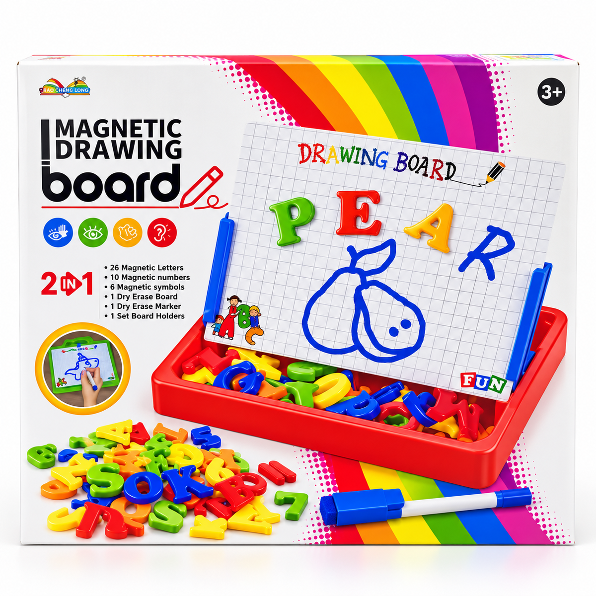 2-in-1 Magnetic Drawing Board with Letters