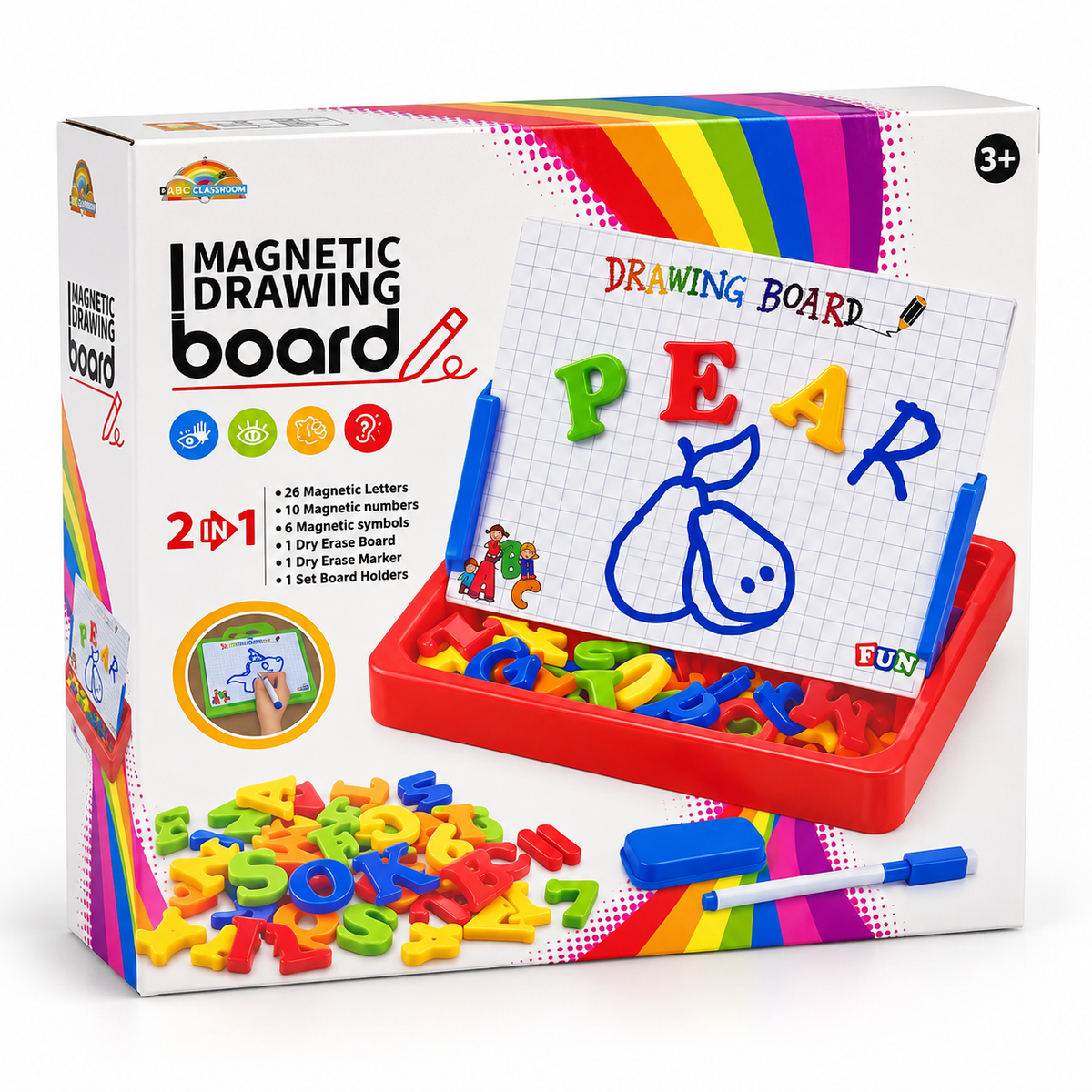 2-in-1 Magnetic Drawing Board with Letters