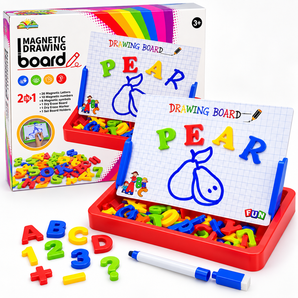 2-in-1 Magnetic Drawing Board with Letters