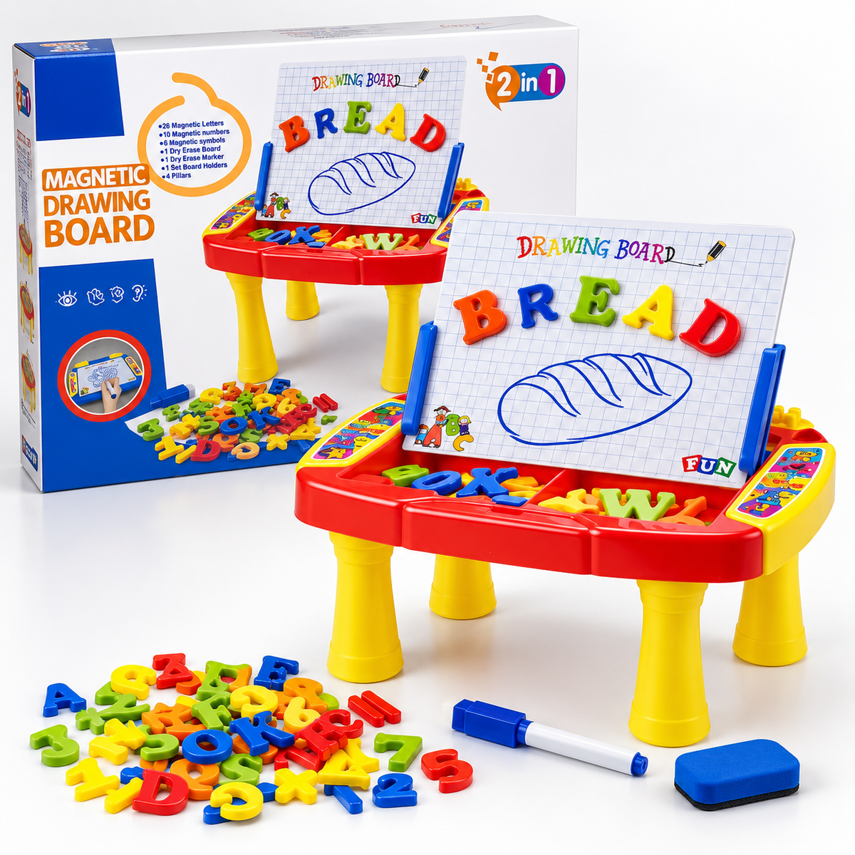 2-in-1 Magnetic Drawing Board Table Set