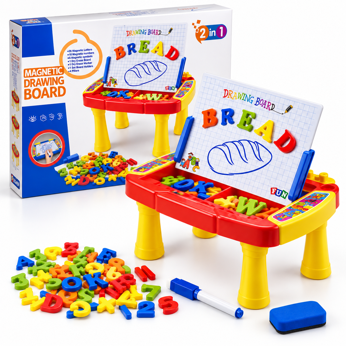 2-in-1 Magnetic Drawing Board Table Set