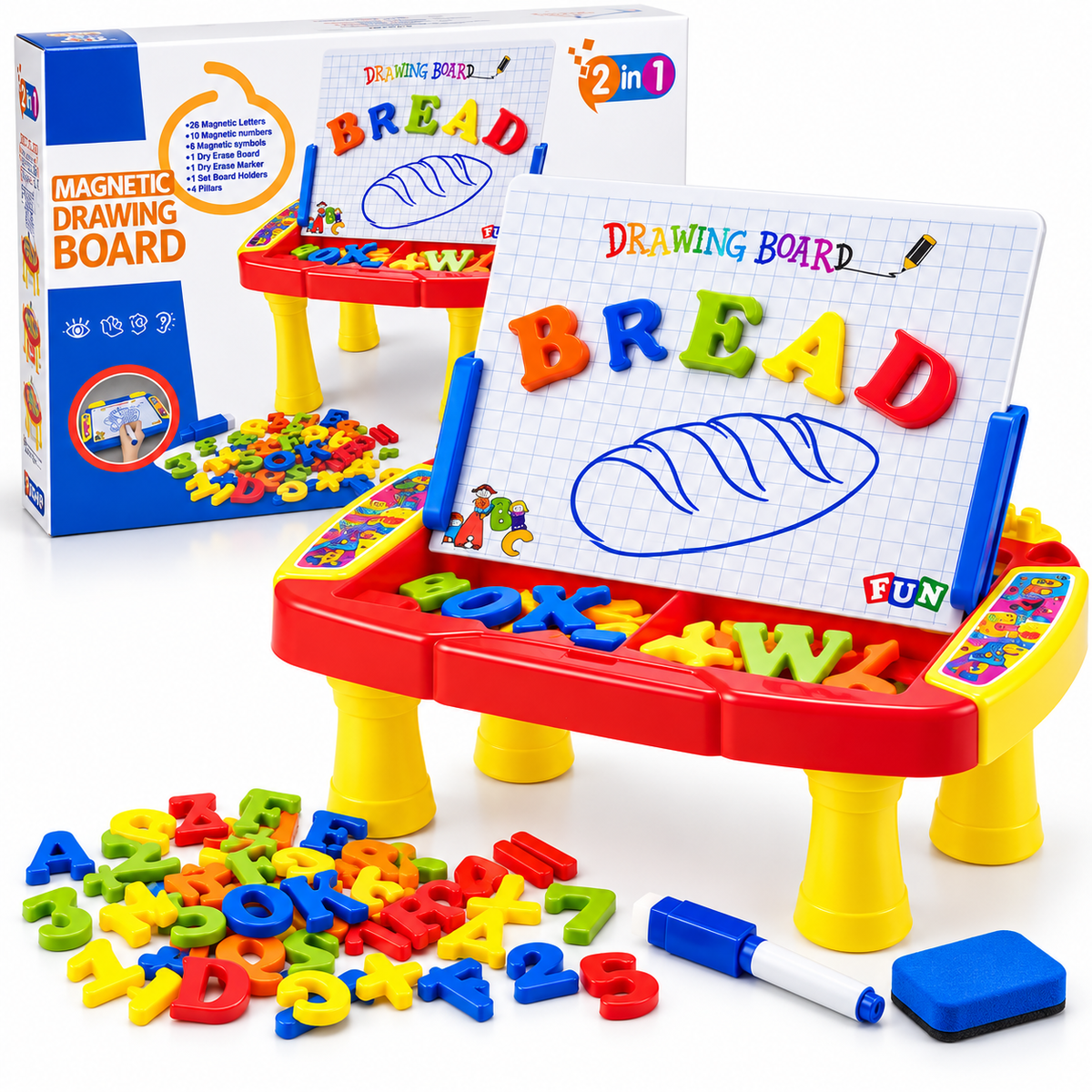 2-in-1 Magnetic Drawing Board Table Set