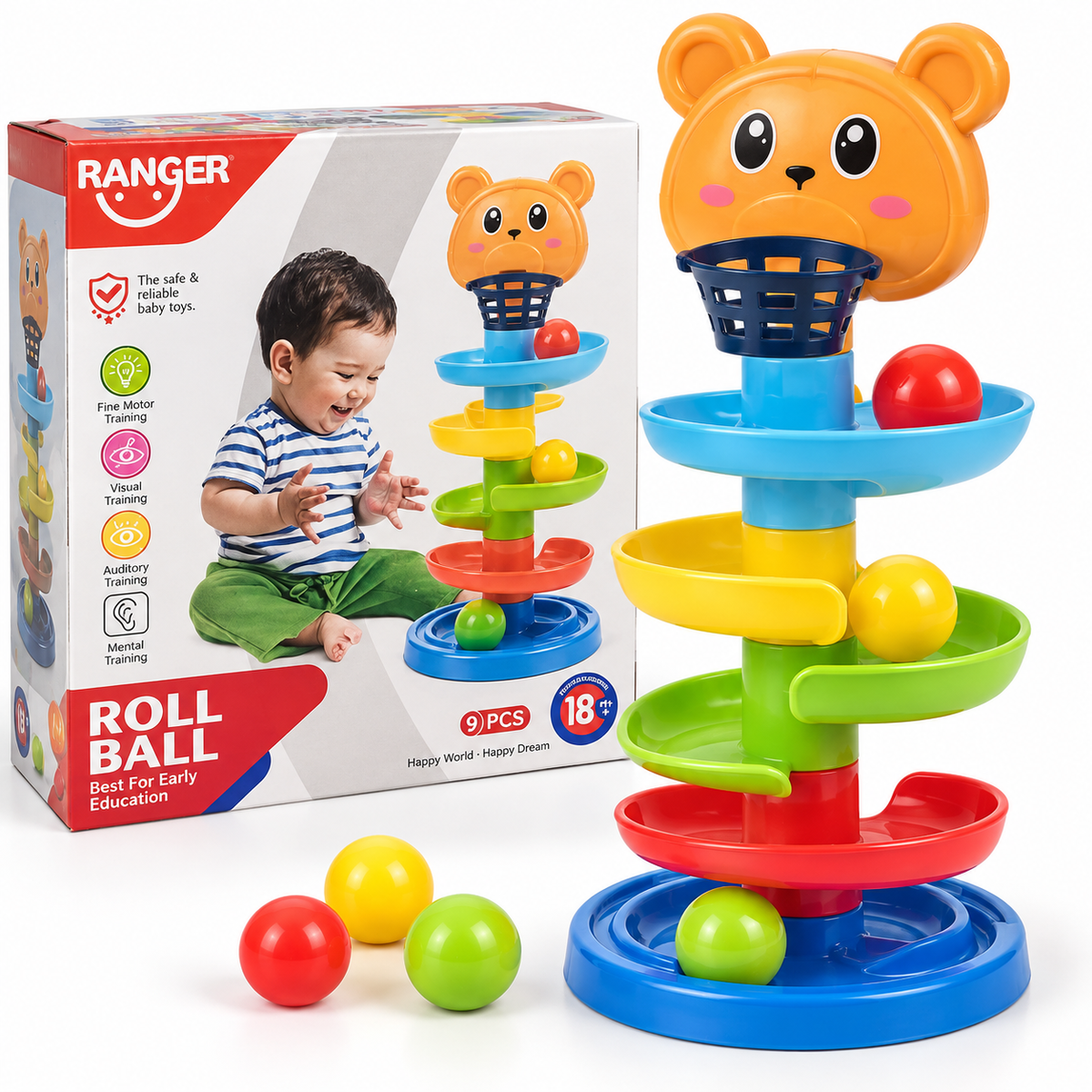 Roll Ball Early Education 9-Piece Baby Toy