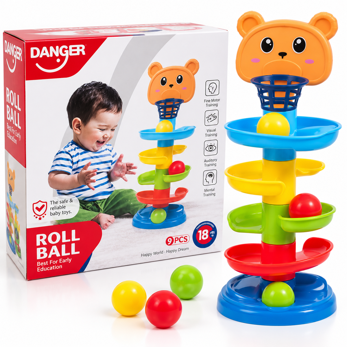Roll Ball Early Education 9-Piece Baby Toy