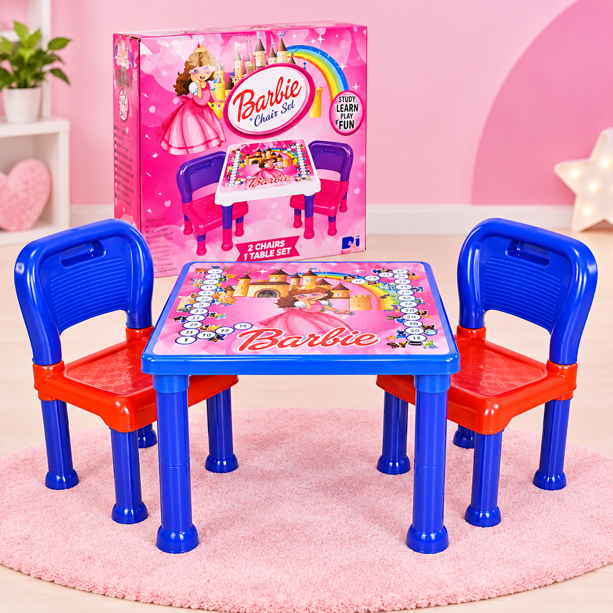 Kids Table & 2 Chairs Play Set