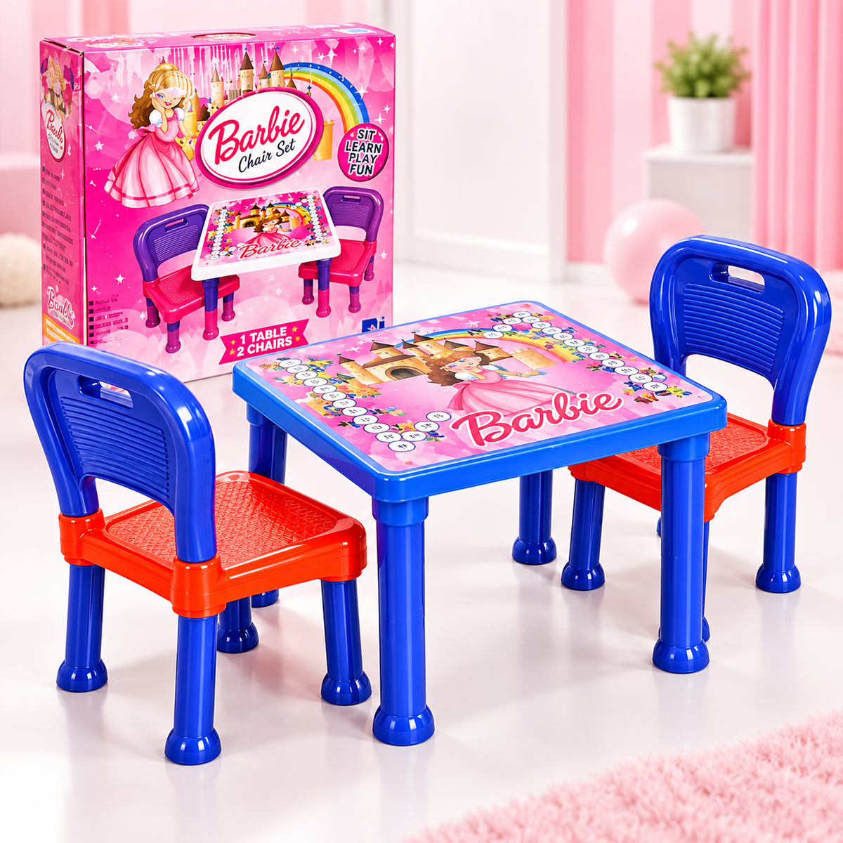 Kids Table & 2 Chairs Play Set