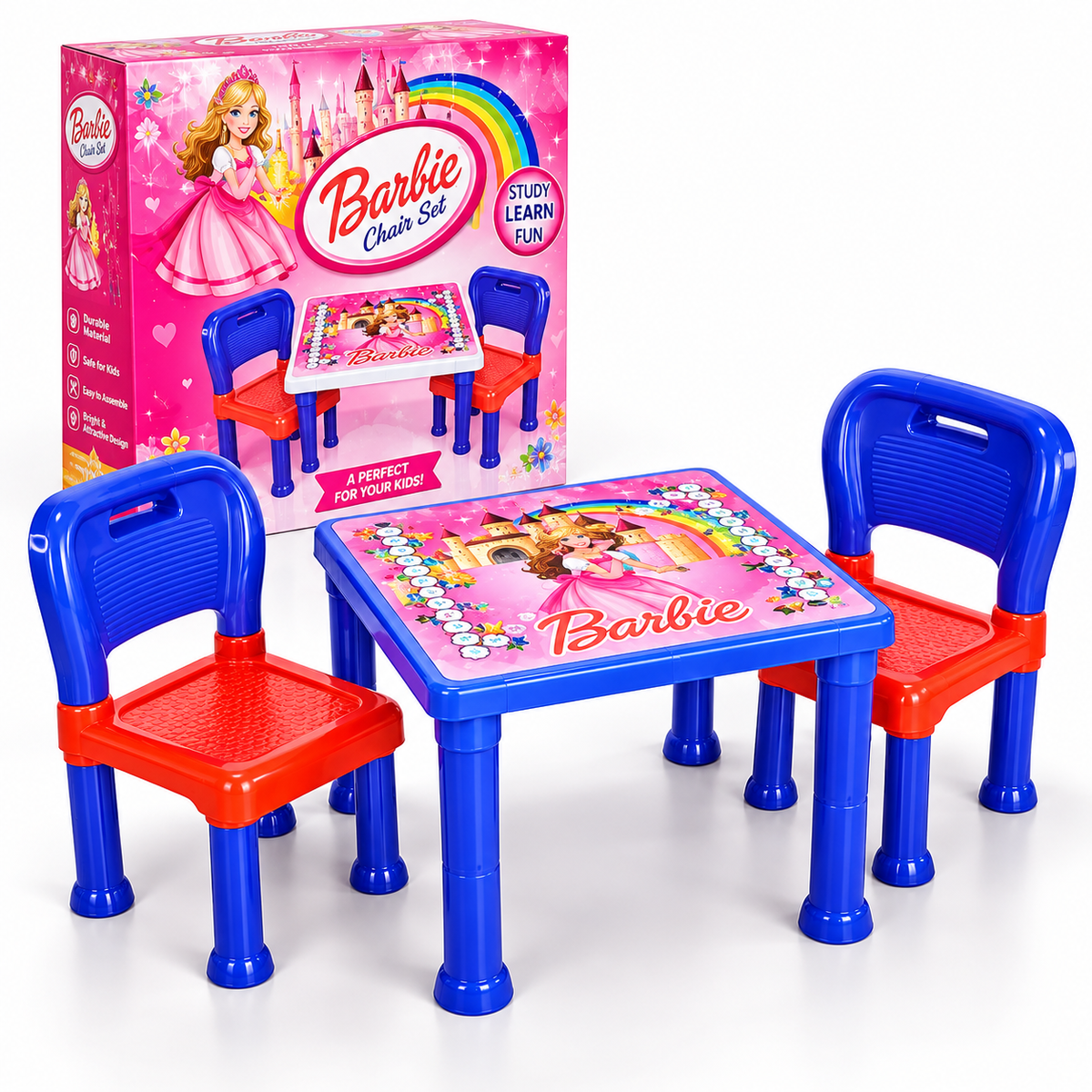 Kids Table & 2 Chairs Play Set