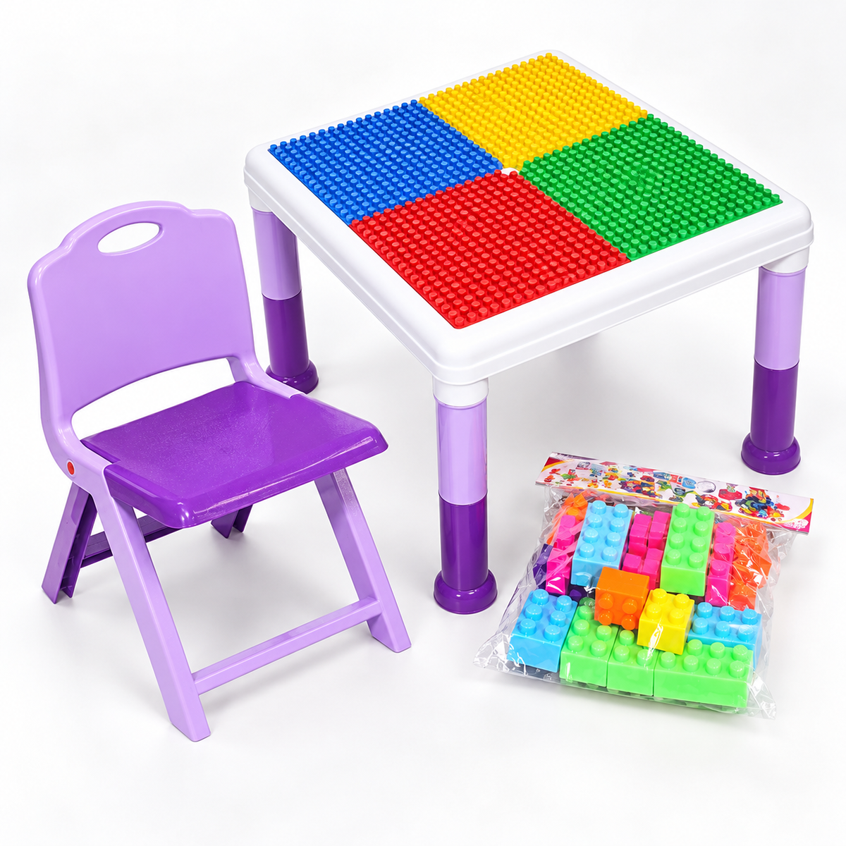 Kids Building Block Activity Table & Chair Set