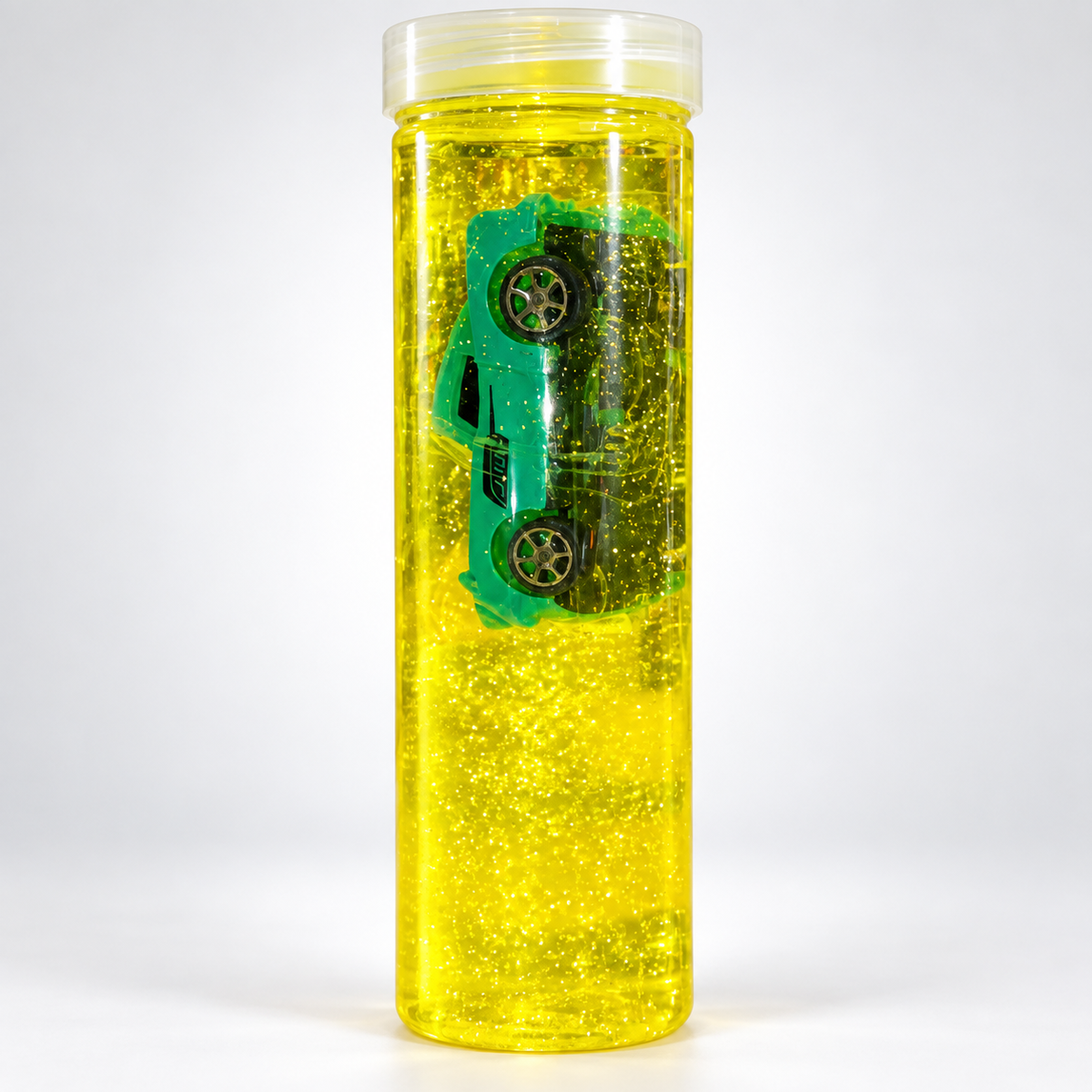 Yellow Glitter Slime Tube with Toy Car