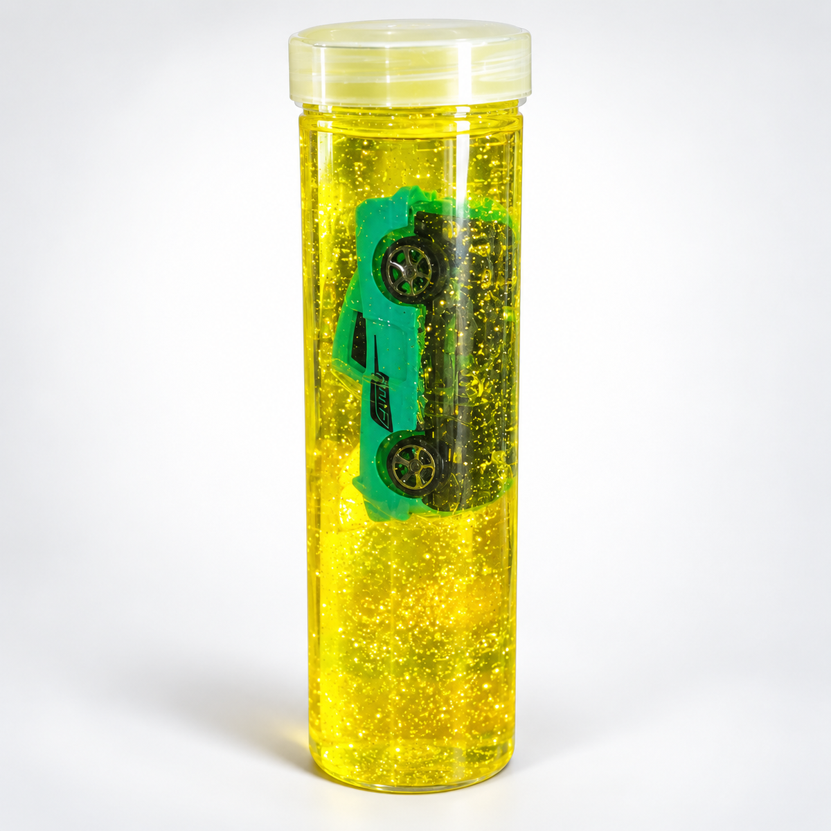 Yellow Glitter Slime Tube with Toy Car