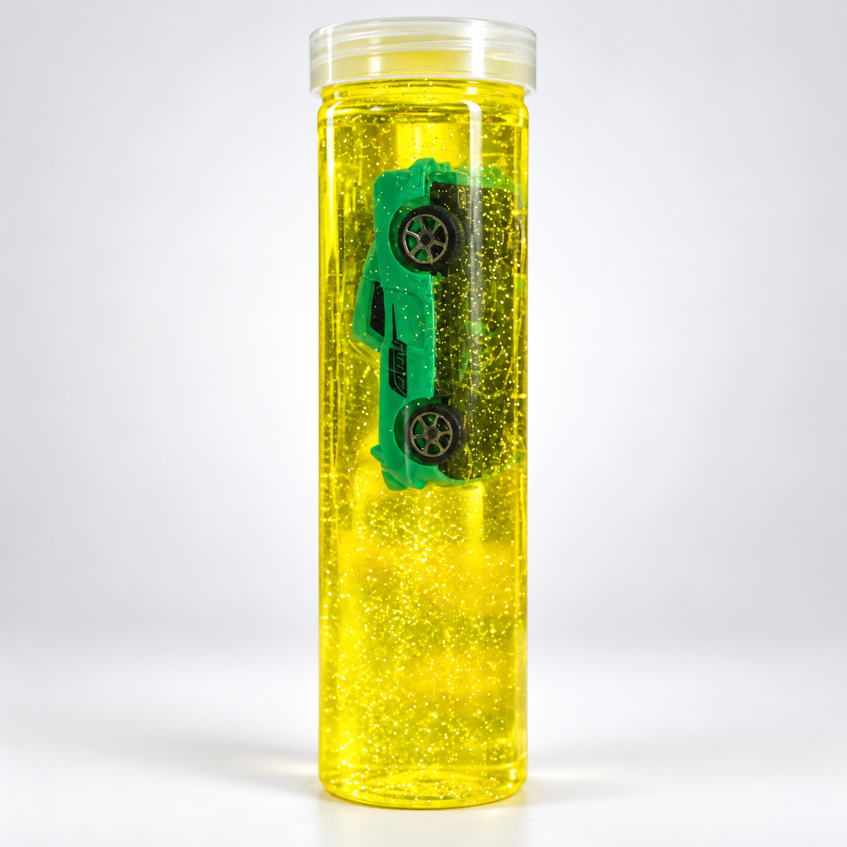 Yellow Glitter Slime Tube with Toy Car