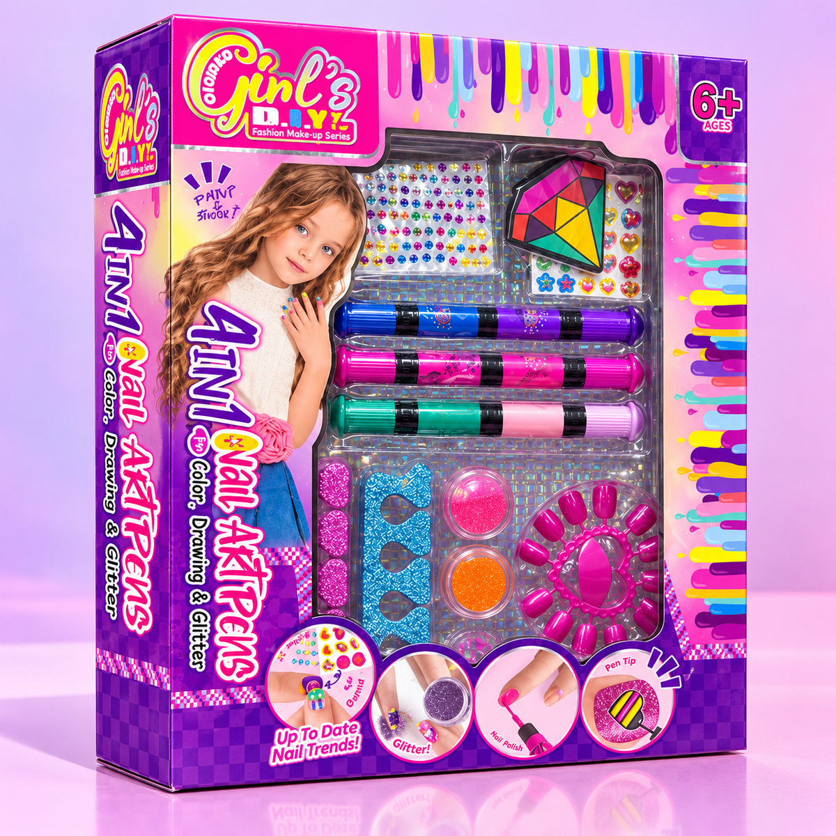 Girls Mini Nail Art Pens & Glitter Kit
