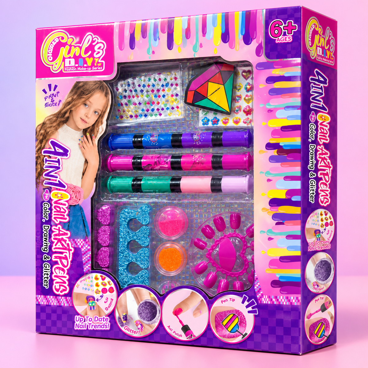Girls Mini Nail Art Pens & Glitter Kit