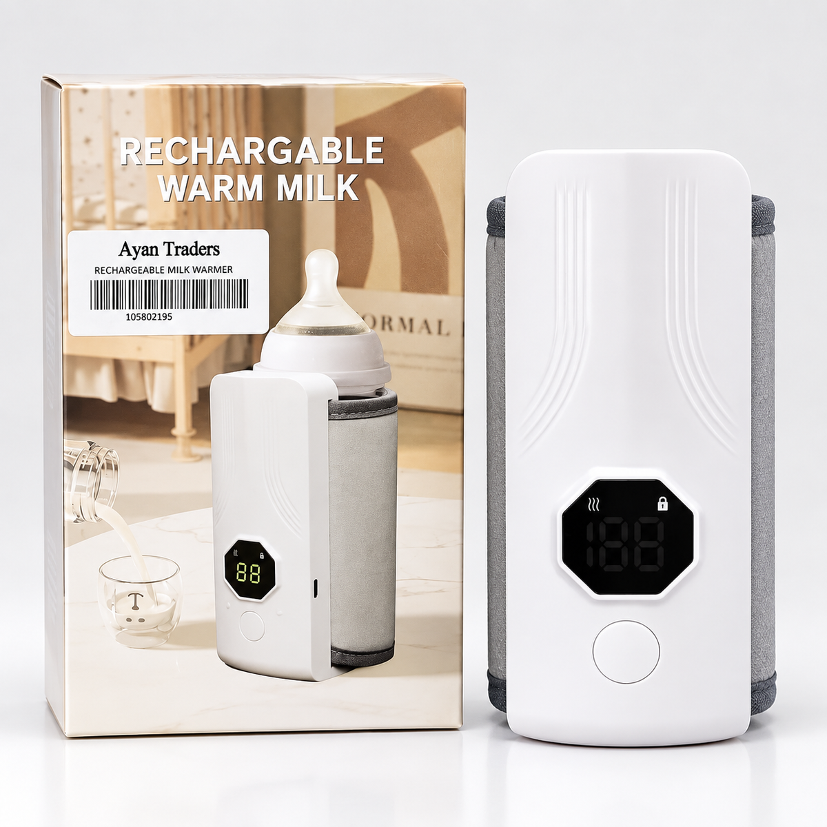 Rechargeable Portable Baby Bottle Milk Warmer – Digital Display