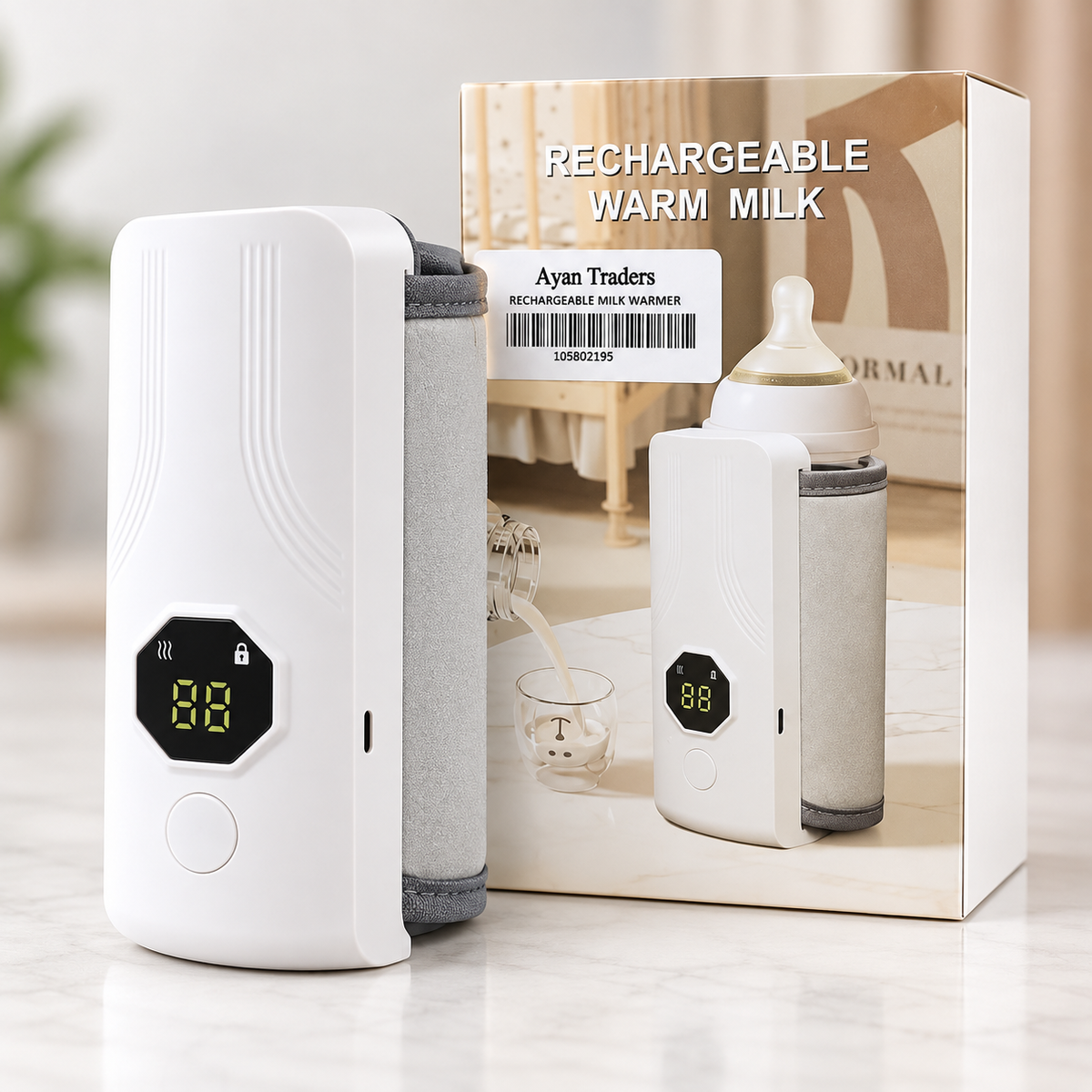 Rechargeable Portable Baby Bottle Milk Warmer – Digital Display
