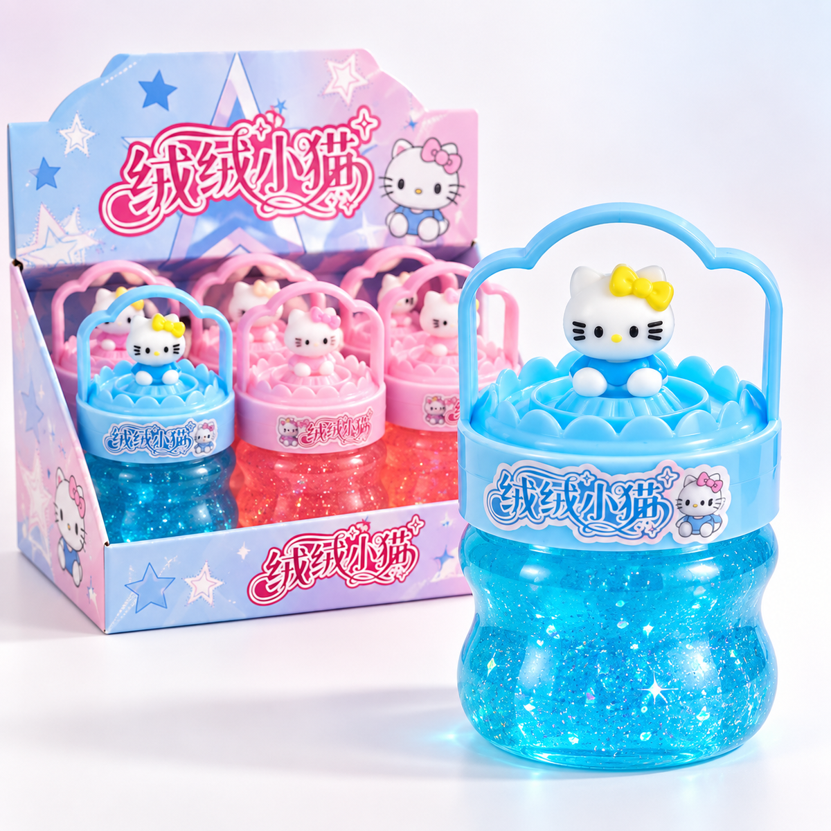 Cute Kitty Bucket Slime Toy – Assorted Colors
