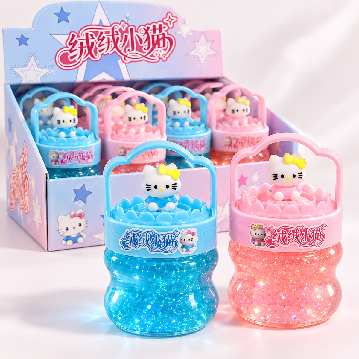 Cute Kitty Bucket Slime Toy – Assorted Colors