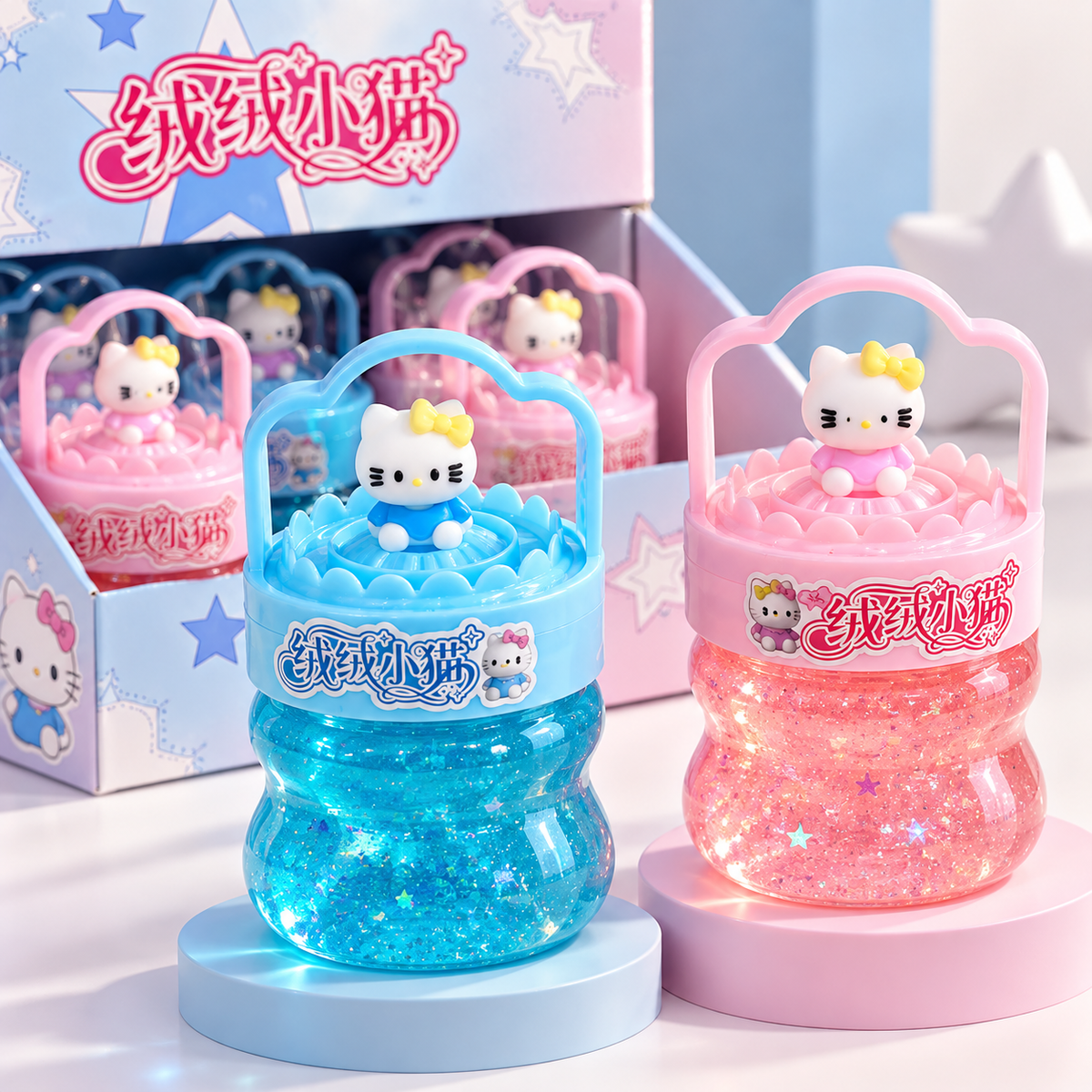 Cute Kitty Bucket Slime Toy – Assorted Colors