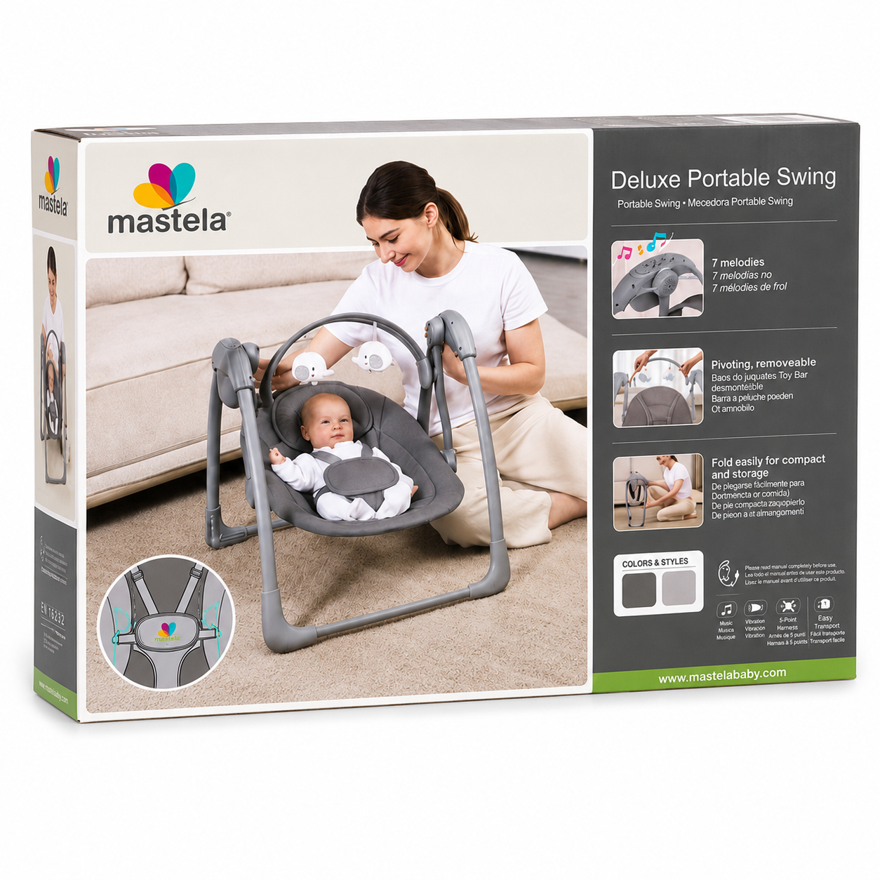 Mastela Deluxe Portable Baby Swing – Foldable Infant Swing with Music