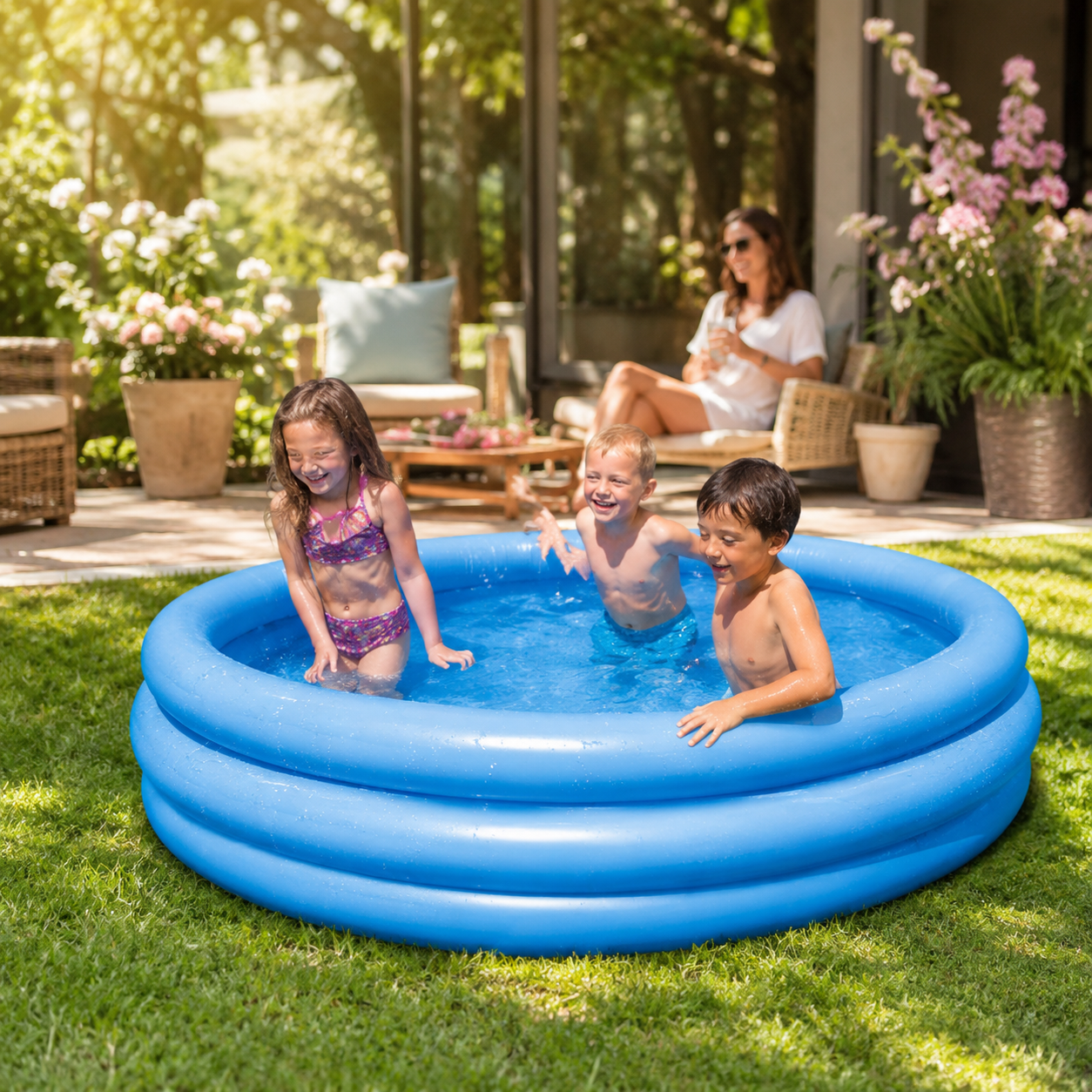 Intex Crystal Blue Inflatable Pool 66×15in – Round Kids Swimming Pool