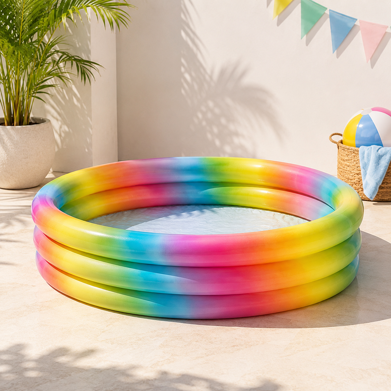Intex Rainbow Ombre Inflatable Pool 66×15in – Colorful Round Kids Swimming Pool