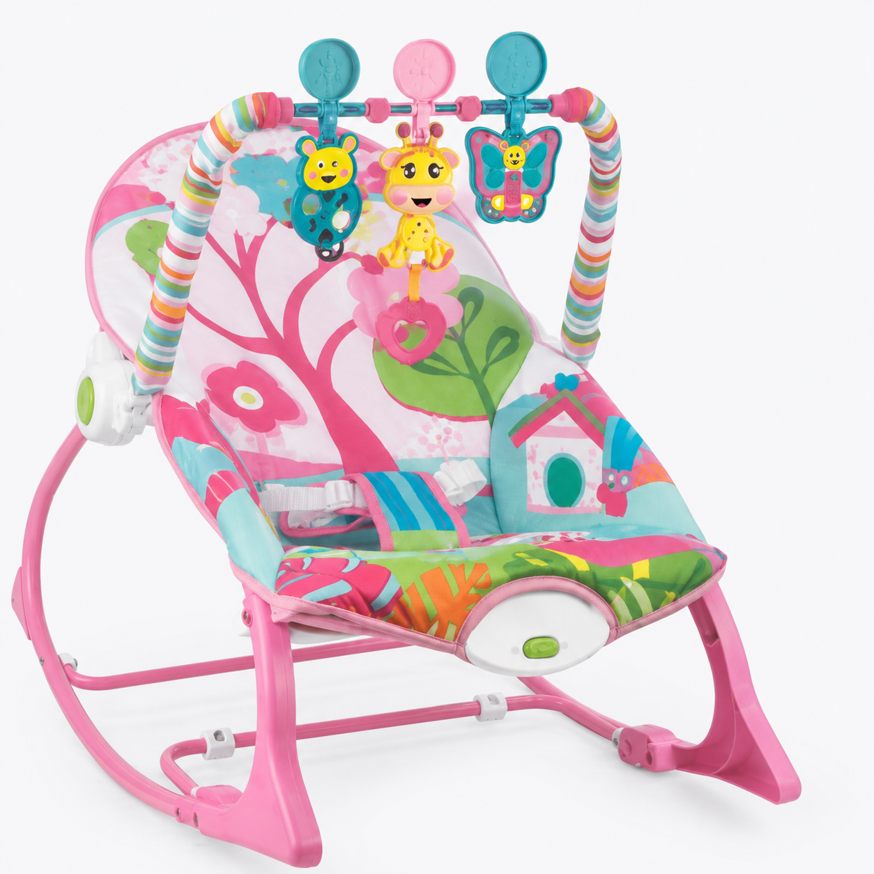 Pink Infant-to-Toddler Rocker – Baby Comfort Rocking Chair with Toy Bar