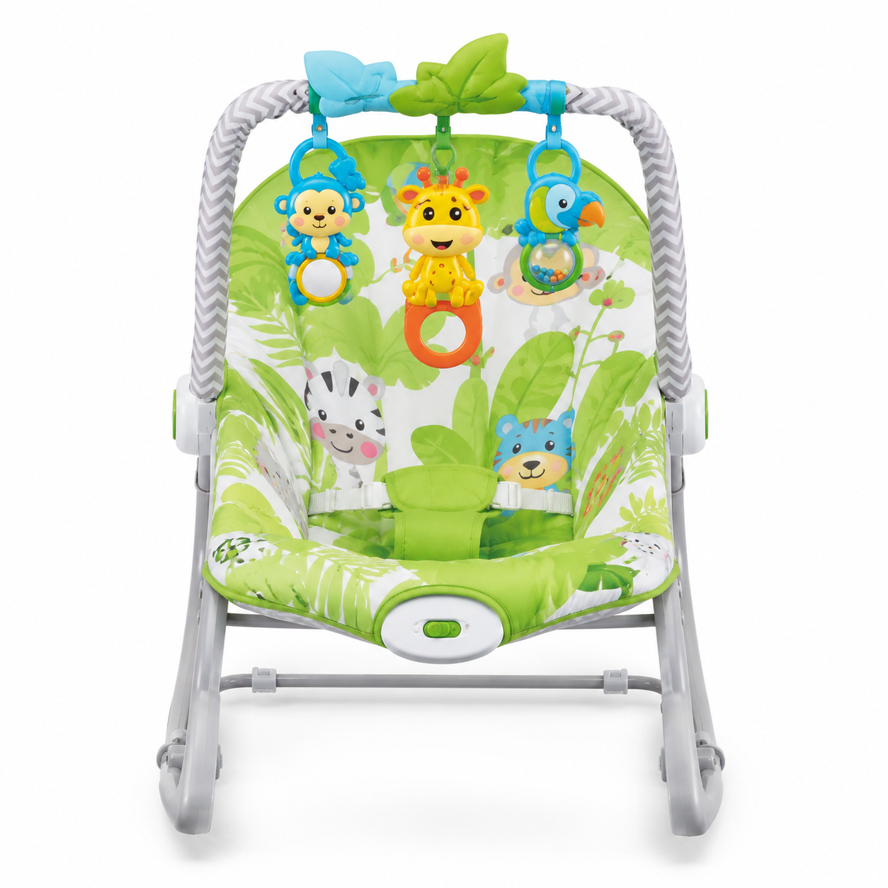 Green Infant-to-Toddler Rocker – Baby Comfort Rocking Chair with Toy Bar