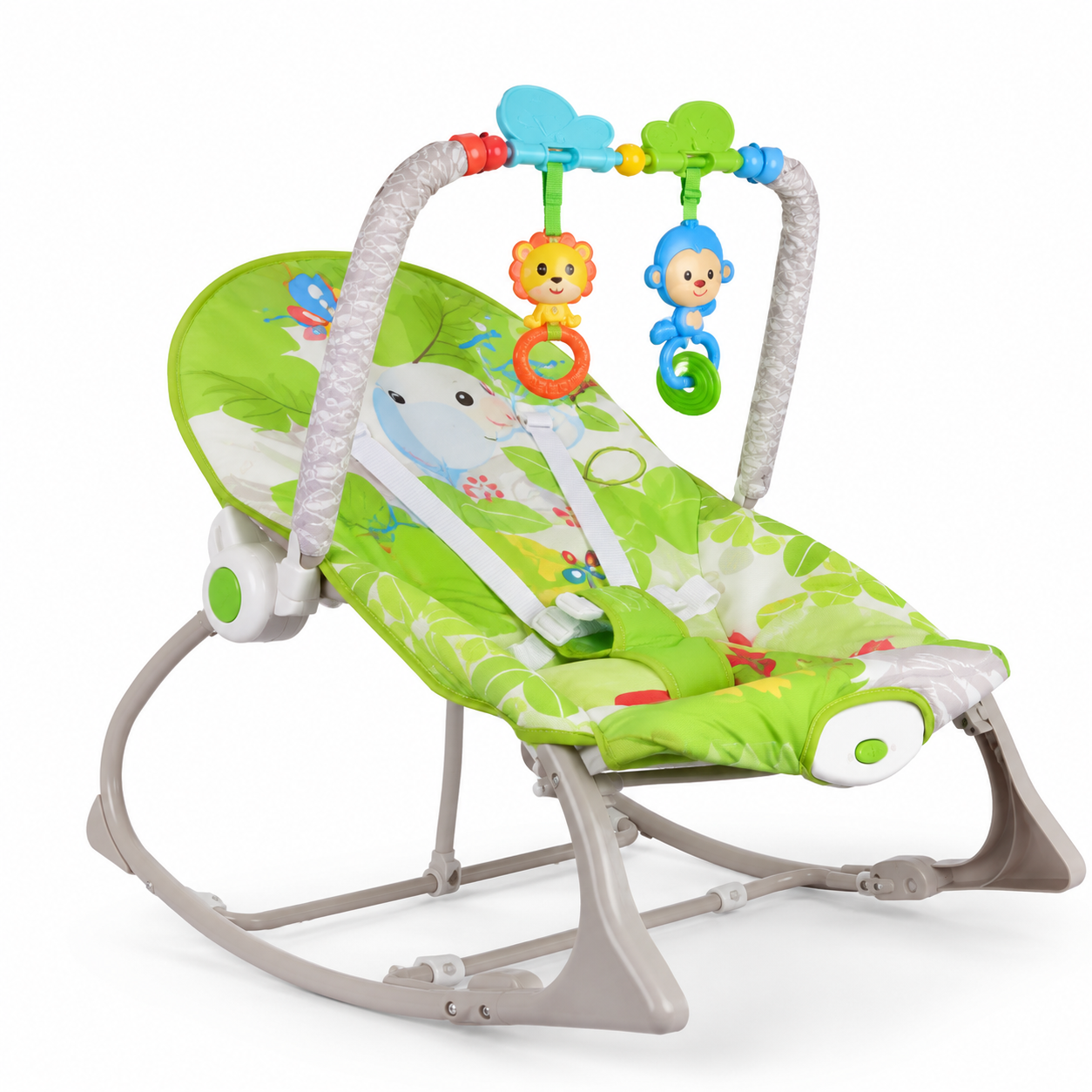 Green Infant-to-Toddler Rocker – Baby Comfort Rocking Chair with Toy Bar
