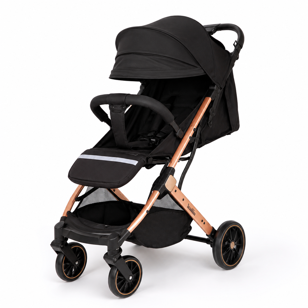 Kidilo K10G Baby Stroller – Black Foldable Portable Pram with Canopy