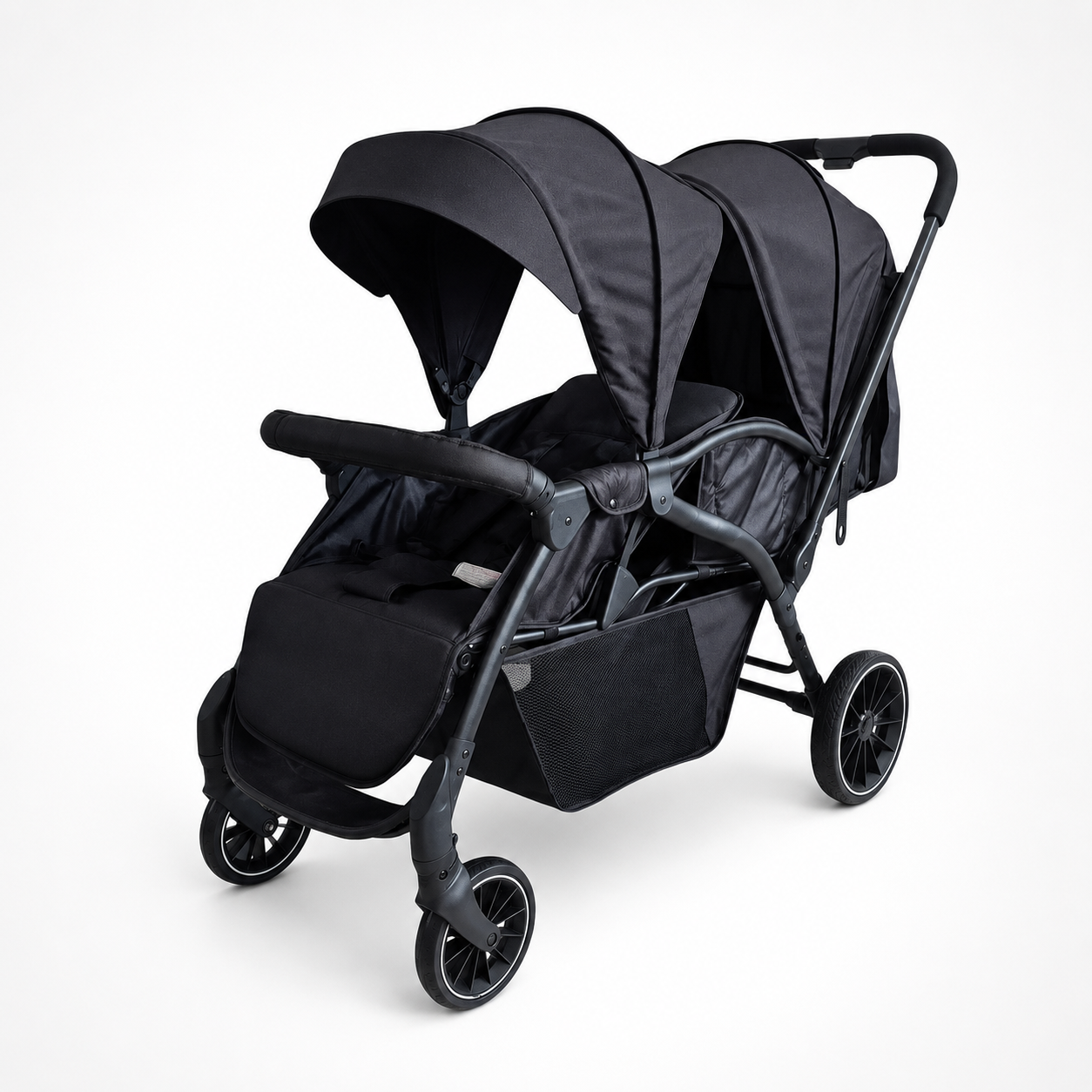 Kidilo Twin Baby Stroller – Double Seat Foldable Pram with Dual Canopy