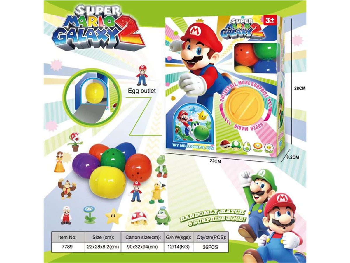 Super Mario Galaxy 2 Surprise Egg Toy Box – 6 Random Character Eggs for Kids