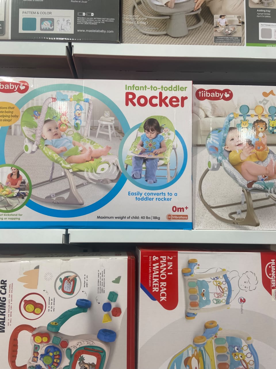 Green Infant-to-Toddler Rocker – Baby Comfort Rocking Chair with Toy Bar