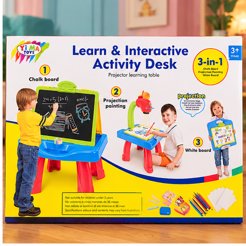 3-in-1 Kids Interactive Learning Desk with Drawing Projector