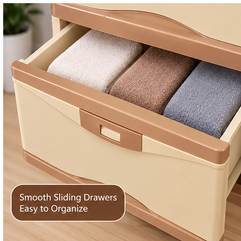Beige 4-Drawer Plastic Storage Cabinet – Home Organizer