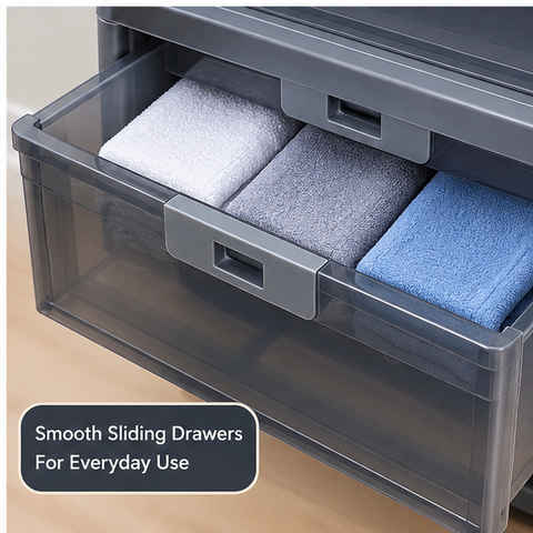 Black 4-Drawer Plastic Storage Cabinet – Multipurpose Organizer