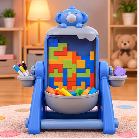 Brilliant Kids Drawing Board with Building Blocks – Elephant Design