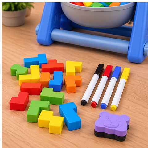 Brilliant Kids Drawing Board with Building Blocks – Elephant Design