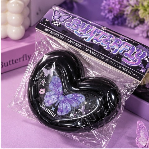 Black Heart-Shaped Butterfly Mini Purse
